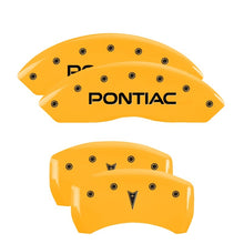 गैलरी व्यूवर में इमेज लोड करें, MGP 4 Caliper Covers Engraved Front Pontiac Rear Arrow Yellow Finish Blk Char 2009 Pontiac Solstice