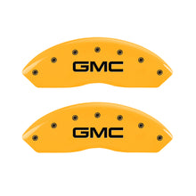 Cargar imagen en el visor de la galería, MGP 4 Caliper Covers Engraved Front &amp; Rear Denali Yellow finish black ch