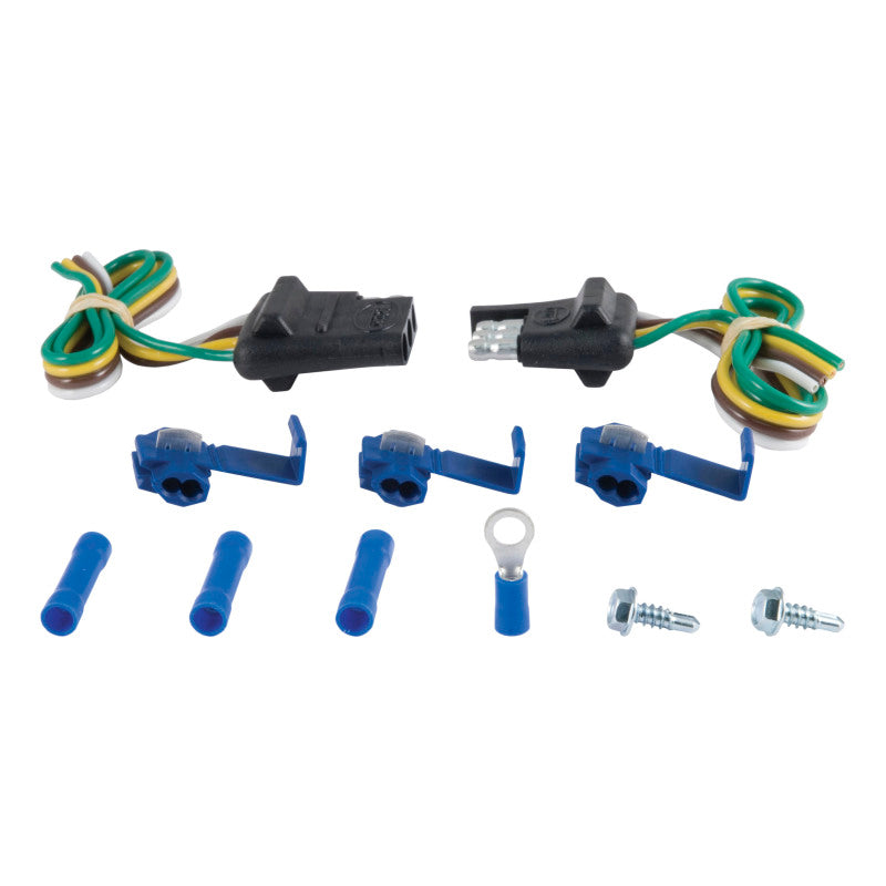 Curt 4-Way Flat Connector Plug & Socket w/12in Wires Each & Hardware (Packaged)