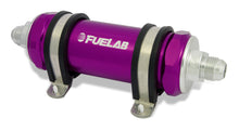 Load image into Gallery viewer, Fuelab 828 In-Line Fuel Filter Long -8AN In/-10AN Out 10 Micron Fabric - Purple