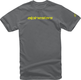 ALPINESTARS Linear Wordmark T-Shirt - Charcoal/Fluorescent Yellow - 2XL 12127202018522X