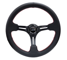 गैलरी व्यूवर में इमेज लोड करें, NRG Reinforced Steering Wheel (350mm / 3in. Deep) Black Leather/Red Stitch &amp; Blk 3-Spoke w/Slits