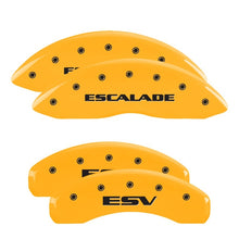 Carica l&#39;immagine nel visualizzatore di Gallery, MGP 4 Caliper Covers Engraved Fr Escalade Rear ESV Yellow Finish Blk Char 2003 Cadillac Escalade ESV