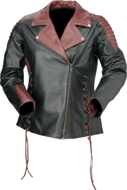 Z1R Women's Combiner Leather Jacket - Black/Red - XS 2813-1009