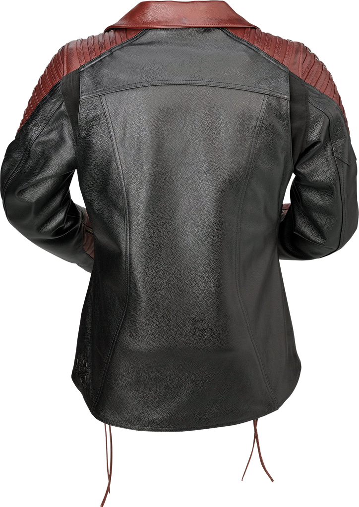 Z1R Women's Combiner Leather Jacket - Black/Red - XS 2813-1009