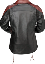 गैलरी व्यूवर में इमेज लोड करें, Z1R Women&#39;s Combiner Leather Jacket - Black/Red - XS 2813-1009