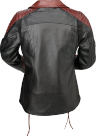 Z1R Women's Combiner Leather Jacket - Black/Red - XS 2813-1009