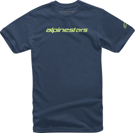 ALPINESTARS Linear Wordmark T-Shirt - Navy/Lime - XL 1212720207036XL