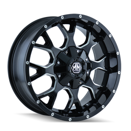 Mayhem 8015 Warrior 20x9 / 5x127 BP / 0mm Offset / 87mm Hub Black w/ Milled Spokes Wheel