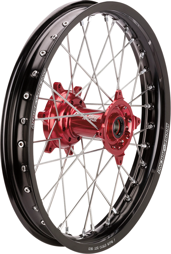 MOOSE RACING SX-1 Complete Wheel - Rear - Black Wheel/Red Hub - 18" x 2.15" BR-215-18BKRD