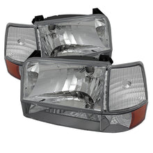 Charger l&#39;image dans la galerie, Xtune Ford F150/Bronco 92-96 Headlights w/Corner Bumper 6pcs Amber- Chrome HD-JH-FB92-SET-AM-C