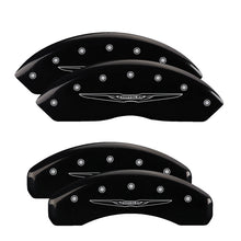 Laden Sie das Bild in den Galerie-Viewer, MGP 4 Caliper Covers Engraved Front &amp; Rear Style 2/Chrysler Wing Black finish silver ch