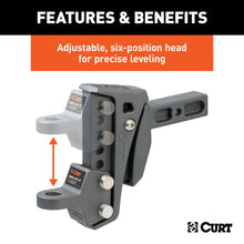Carica l&#39;immagine nel visualizzatore di Gallery, Curt Rebellion XD Adjustable Cushion Hitch Ball Mount (2in Shank 15000lbs 6-1/4in Drop)