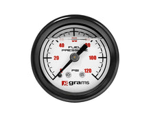 Laden Sie das Bild in den Galerie-Viewer, Grams Performance Universal 0-120 PSI Fuel Pressure Guage - White Face