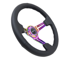 गैलरी व्यूवर में इमेज लोड करें, NRG Reinforced Steering Wheel (350mm / 3in. Deep) Blk Leather/Blk Stitch w/Neochrome Slits