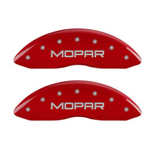 Cargar imagen en el visor de la galería, MGP Front set 2 Caliper Covers Engraved Front MOPAR Red finish silver ch