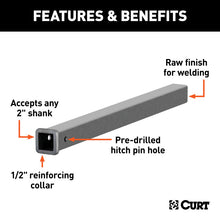 Load image into Gallery viewer, Curt 36in Raw Steel Receiver Tubing (2in Receiver)