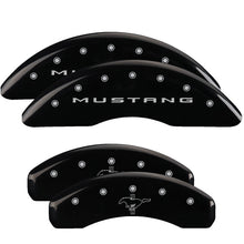 Carica l&#39;immagine nel visualizzatore di Gallery, MGP 4 Caliper Covers Engraved Front 2015/Mustang Engraved Rear 2015/Bar &amp; Pony Black fnsh silver ch