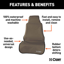 Carica l&#39;immagine nel visualizzatore di Gallery, Curt Seat Defender 58in x 23in Removable Waterproof Brown Bucket Seat Cover