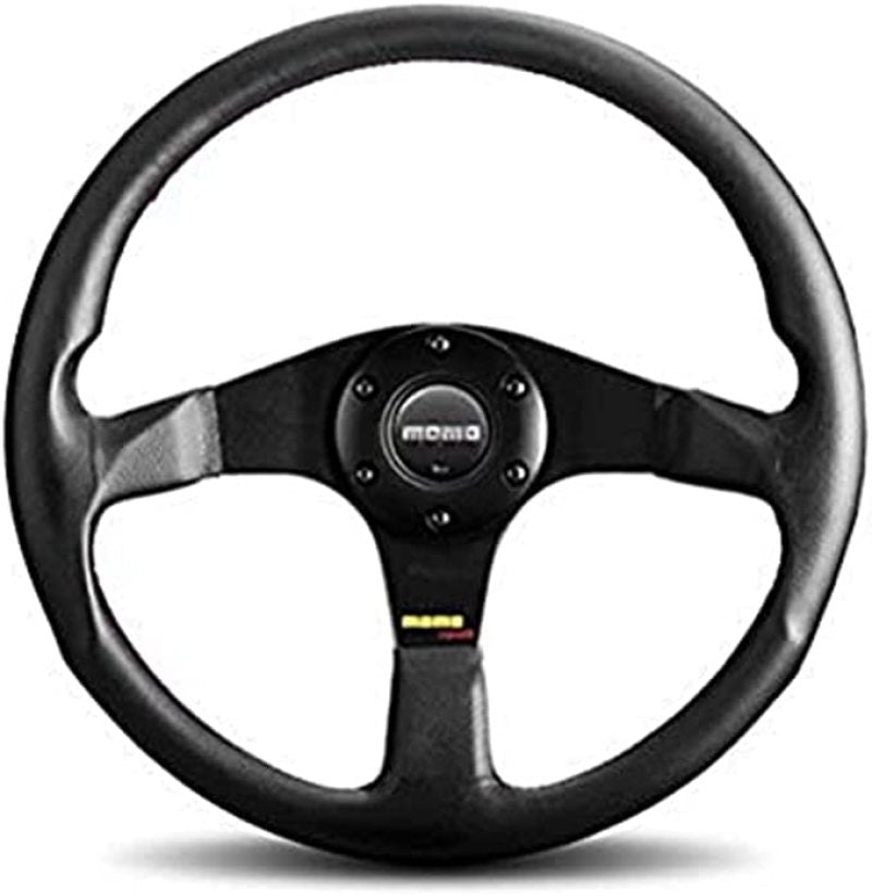 Momo Tuner Steering Wheel 350 mm - Black Leather/Red Stitch/Anth Spokes