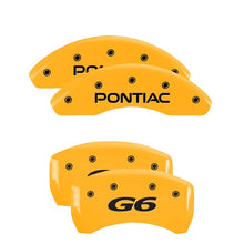 Cargar imagen en el visor de la galería, MGP 4 Caliper Covers Engraved Front Pontiac Rear G6 Yellow Finish Black Char 2007 Pontiac G5