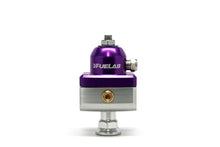 Laden Sie das Bild in den Galerie-Viewer, Fuelab 575 Carb Adjustable Mini FPR Blocking 1-3 PSI (1) -6AN In (2) -6AN Out - Purple