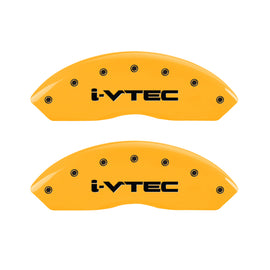 MGP 4 Caliper Covers Engraved Front & Rear I-Vtec Yellow Finish Black Char 2007 Honda Accord