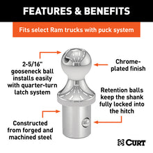 गैलरी व्यूवर में इमेज लोड करें, Curt OEM Puck System 2-5/16in Gooseneck Ball for Ram