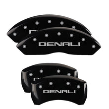 Laden Sie das Bild in den Galerie-Viewer, MGP 4 Caliper Covers Engraved Front &amp; Rear Denali Black Finish Silver Char 2019 GMC Arcadia