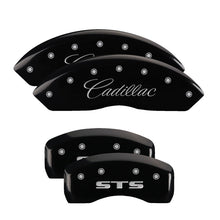Cargar imagen en el visor de la galería, MGP 4 Caliper Covers Engraved Front &amp; Rear GMC Black Finish Silver Char 2019 GMC Arcadia