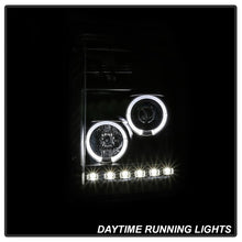 Cargar imagen en el visor de la galería, Spyder Ford Super Duty 11-16 Projector Headlights LEDHalo DRL All Black PRO-YD-FS11-HL-BKV2