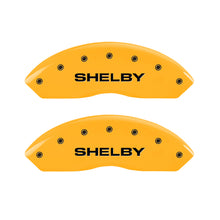 गैलरी व्यूवर में इमेज लोड करें, MGP 4 Caliper Covers Engraved Front Shelby Engraved Rear Tiffany Snake Yellow finish black ch