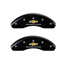 Cargar imagen en el visor de la galería, MGP Front set 2 Caliper Covers Engraved Front Chevy racing Black finish silver ch