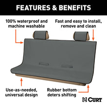 Carica l&#39;immagine nel visualizzatore di Gallery, Curt Seat Defender 58in x 63in Removable Waterproof Gray XL Bench Truck Seat Cover