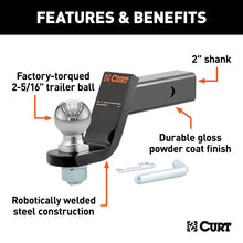 Carica l&#39;immagine nel visualizzatore di Gallery, Curt Loaded Ball Mount w/2-5/16in Ball (2in Shank 7500lbs 4in Drop)