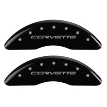 Cargar imagen en el visor de la galería, MGP 4 Caliper Covers Engraved Front &amp; Rear C6/Corvette Black finish silver ch