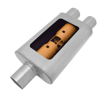 Charger l&#39;image dans la galerie, Gibson MWA Superflow Center/Dual Oval Muffler - 4x9x14in/3in Inlet/2.5in Outlet - Stainless