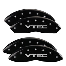 Laden Sie das Bild in den Galerie-Viewer, MGP 4 Caliper Covers Engraved Front &amp; Rear Vtech Black finish silver ch