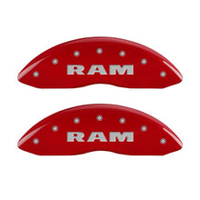 Cargar imagen en el visor de la galería, MGP 4 Caliper Covers Engraved Front RAM Engraved Rear RAMHEAD Red finish silver ch