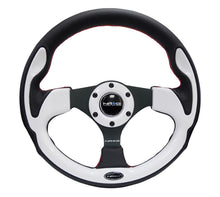 गैलरी व्यूवर में इमेज लोड करें, NRG Reinforced Steering Wheel (320mm) Blk w/White Trim &amp; 4mm 3-Spoke