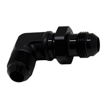 गैलरी व्यूवर में इमेज लोड करें, DeatschWerks 8AN Male Flare to 8AN Male Flare Bulkhead Adapter 90-Degree - Anodized Matte Black