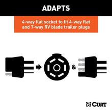 Load image into Gallery viewer, Curt Dual-Output Adapter w/Backup Alarm (4-Way Flat to 7-Way RV Blade Trailer)