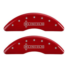 Charger l&#39;image dans la galerie, MGP 4 Caliper Covers Engraved Front Lincoln Engraved Rear Star logo Red finish silver ch