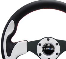 गैलरी व्यूवर में इमेज लोड करें, NRG Reinforced Steering Wheel (320mm) Blk w/White Trim &amp; 4mm 3-Spoke