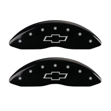 Cargar imagen en el visor de la galería, MGP Front set 2 Caliper Covers Engraved Front Bowtie Black finish silver ch