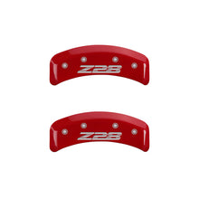 Laden Sie das Bild in den Galerie-Viewer, MGP 4 Caliper Covers Engraved Front Gen 4/Camaro Engraved Rear Gen 4/Z28 Red finish silver ch