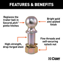 Carica l&#39;immagine nel visualizzatore di Gallery, Curt Replacement SecureLatch 2in Pintle Ball (10000lbs 1-1/4 Shank)