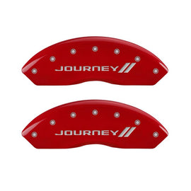 MGP 4 Caliper Covers Engraved Front & Rear With stripes/Journey Red finish silver ch