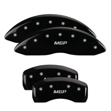 Laden Sie das Bild in den Galerie-Viewer, MGP 4 Caliper Covers Engraved Front &amp; Rear Denali Black Finish Silver Char 2017 GMC Canyon