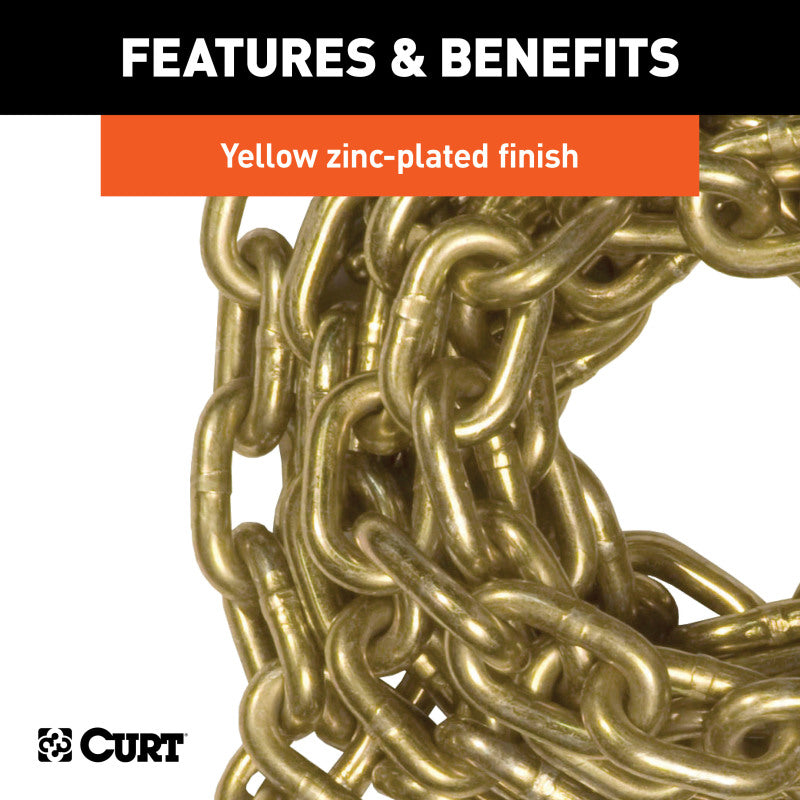Curt 20ft Transport Binder Safety Chain w/2 Clevis Hooks (18800lbs Yellow Zinc)